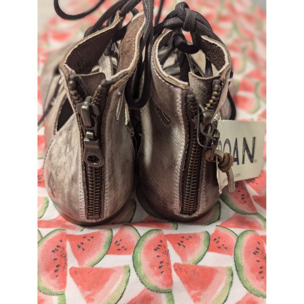 NWOB Roan Leather Lace-Up Gladiator Sandals With Back Zipper - Womens 6.5 - Taup - Picture 3 of 7